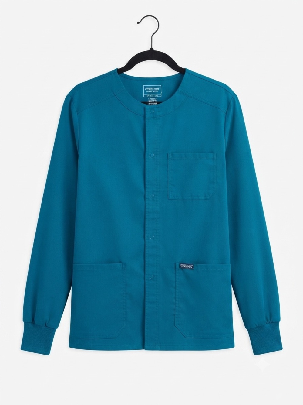 Cherokee Workwear Professionals Snap Front Scrub Jacket Teal Blue